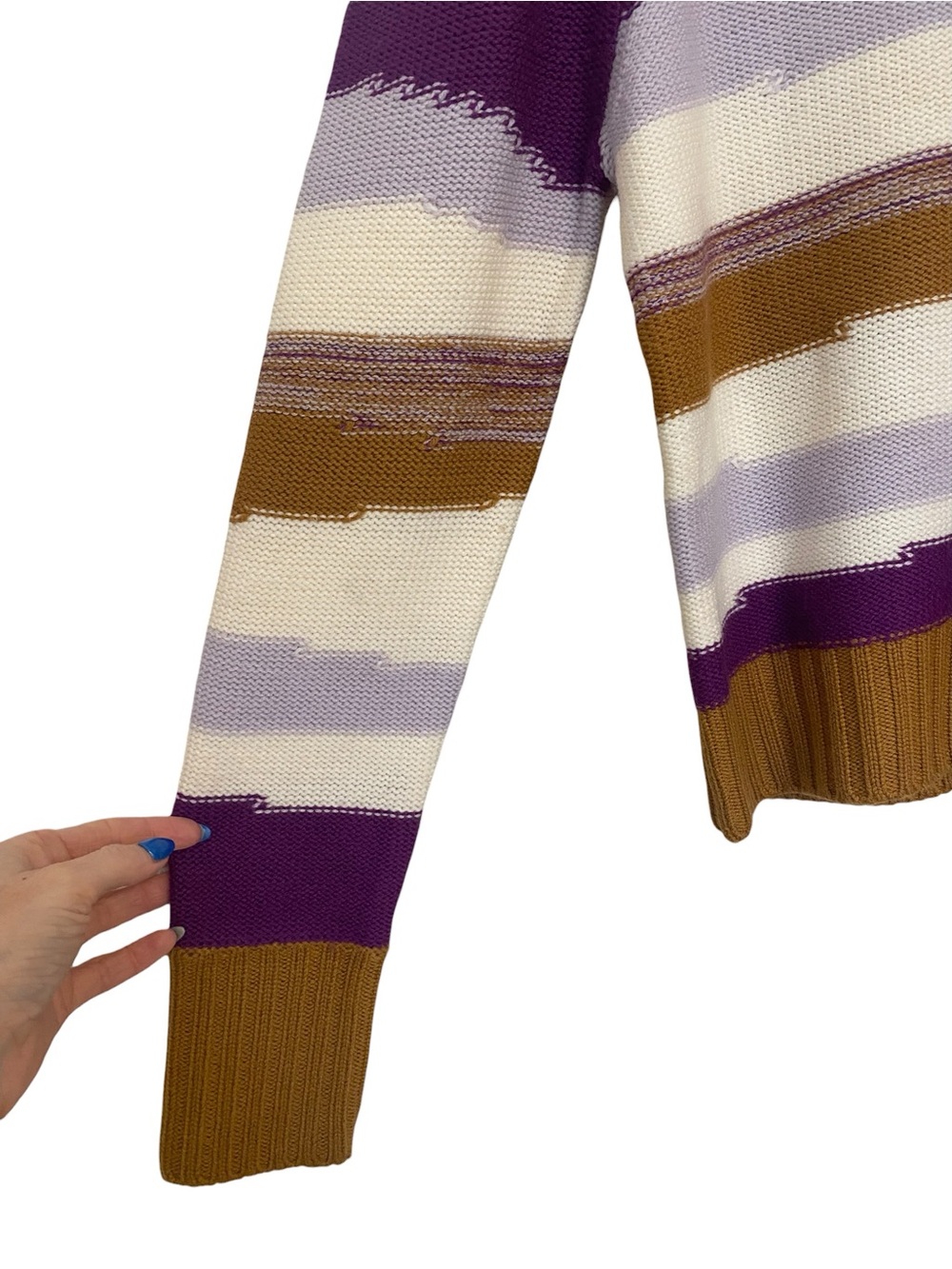 Joie Ronsard Striped 100% Wool Cropped Puff Sleeve Sweater XS - Picture 2 of 6